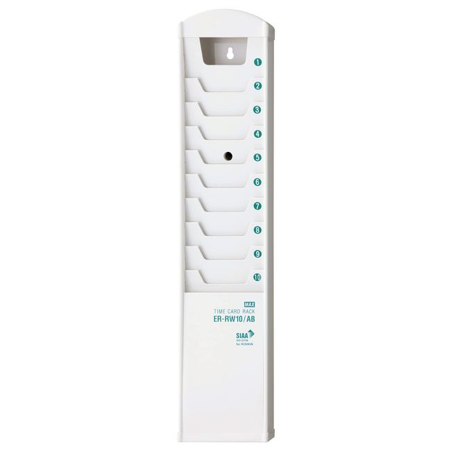 Max ER-RW10/AB Time Card Rack, Antibacterial, For 10 People, White, Wall Mounted Type