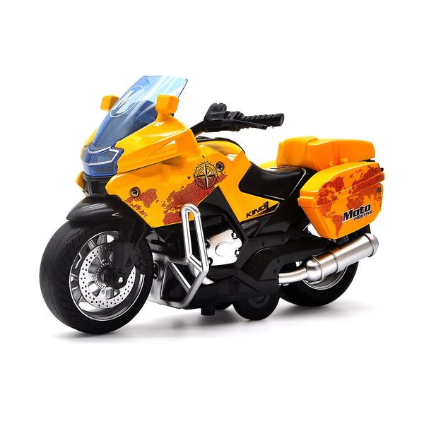 Die Cast Toy Motorcycle Model - Pull Back Vehicles with Sounds and Lights, Motorcycle Toys for Kids 3-9, for Youngsters who are into Collectible Scaled Cars and Motorcycles (Yellow)