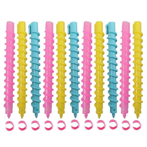 18 Pcs Hair Curlers No Heat Spiral Curlers Cold Wave Hair Perm Rods Hair Rollers Heatless Hair Curlers for Long Medium Hair DIY Hairstyle Styling Tools(Color Random)