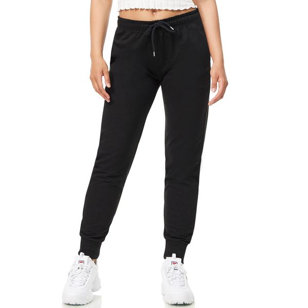 ROSS CAMP Jogginghose Damen - Sporthose Frauen Baumwolle, Trainingshose Fitness High Waist, Sweatpants Slim Fit Freizeithose Lang, Jogging Hose Laufhosen Modern Schwarz/L