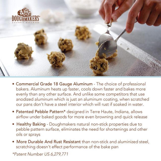  Doughmakers Grand Cookie Sheet Commercial Grade Aluminum Bake  Pan 14 x 17.5,Silver: Baking Sheets: Home & Kitchen