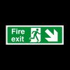100x Fire Exit Arrow Right Down Sign 300mm x 100mm - Plastic Sign