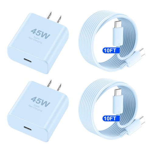 Phone 16 Pro Max Charger Fast Charging, 45W USB C Phone 16 Super Fast Charger Block with 10ft Long Type C Charging Cable Cord for Phone 16/16 Pro/16 Pro Max/16 Plus, 15/15 Pro Max/Pro/Plus-2pack Blue