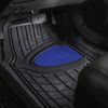4pcs Tall Channel Rubber Floor Mats Blue Black