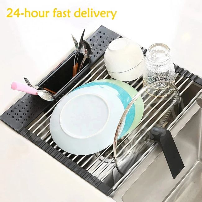  Over Sink Dish Drying Rack- Foldable Roll Up Dish