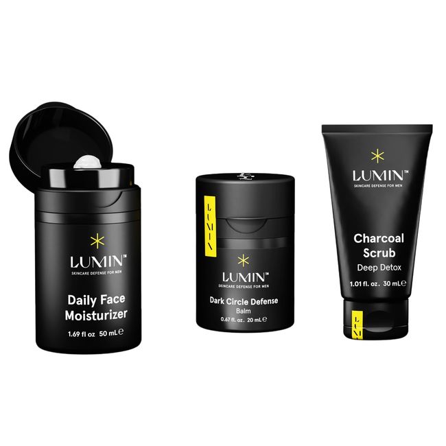 Lumin Skin Care Set Routine for Men - Boss Trio - Men's Facial Care Kit, Men's Skincare Routine Banish Dark Circles, Puffiness, Clogged Pores - 2 Month Supply