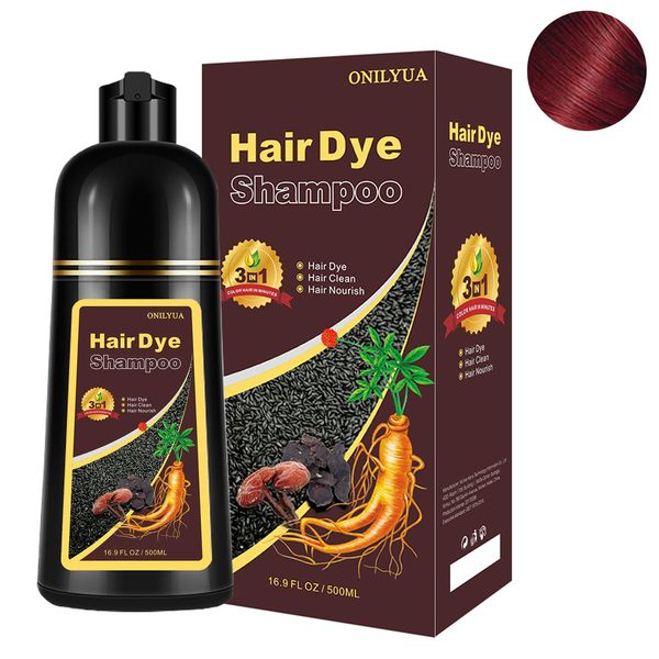 Wine Red Hair Dye Shampoo for Dark Hair,Long Lasting Easy to Use Hair Shampoo for Women,Magic Hair Care Hair Shampoo,3IN1 Bright Burgundy Color Shampoo 16.9 FL OZ(Red Wine)