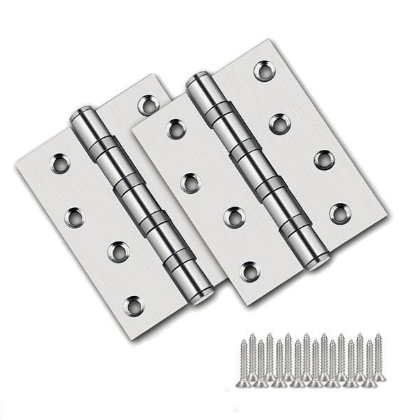 Hardbase Metal Flat Hinge Hinge, Stainless Steel, 2 Pieces (FlatHinge-4inch)
