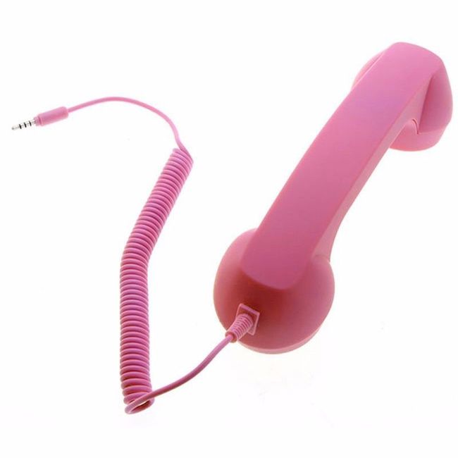 CM Vintage Retro Telephone Handset Cell Phone Receiver MIC Microphone for  Cellphone Smartphone, 3.5 mm Socket (Pink)