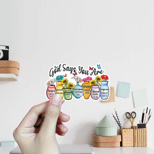 (3Pcs) God Says You are Christian Stickers Decal Waterproof Vinyl Stickers Adult for Laptop Kindle Car Tumbler Water Bottle Mug Phone Notebook Helmet - Size 3”x1,8”