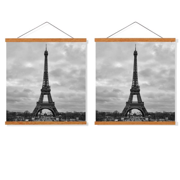 FALAMON 2 Pack Magnetic Poster Hanger Frame, 20x16 20x24 20x28 20x30 Teak Wood Magnet Poster Frame for Hanging Posters, Prints, Photos, Pictures, Maps, Scrolls, and Canvas Artwork