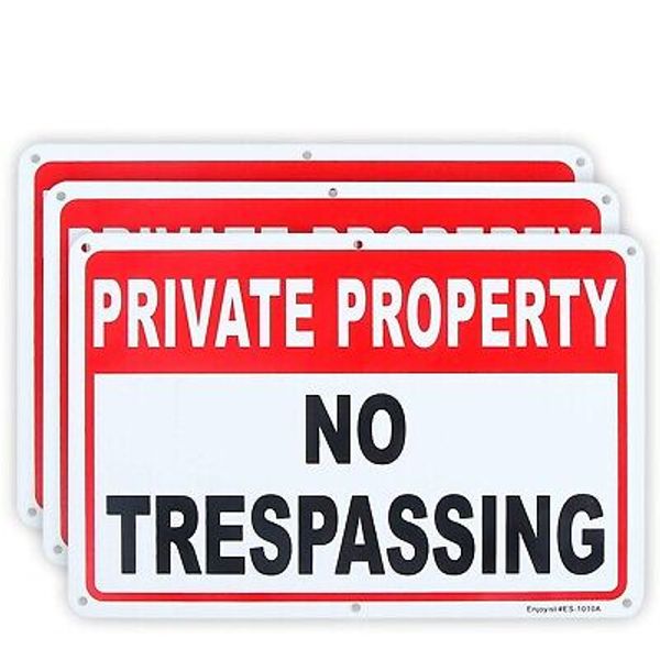 3 Pack Private Property No Trespassing Sign 10"x 7" .04" Aluminum Reflective ...