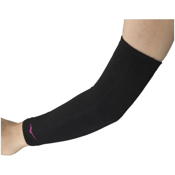 Mizuno V2MYA110 Volleyball Elbow Supporter (No Padding, Unisex), Long Type, Black x Magenta, 1 Piece