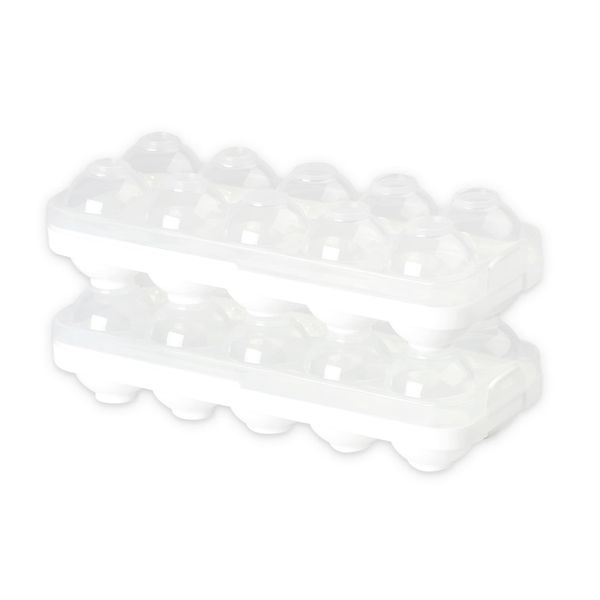 Maximex Egg Safe Stackable Set of 2 - Stackable Egg Lid Boxes, Polypropylene, 26 x 7 x 11 cm, Transparent