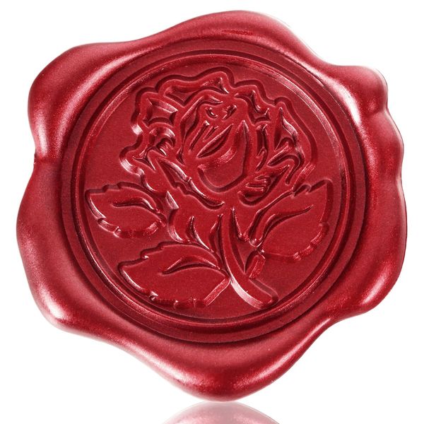 Whaline 50Pcs Wax Seal Stickers Red Rose Envelope Seal Stickers 3D Self-Adhesive Embossed Decals for Wedding Valentine Mother's Day DIY Greeting Invitation Cards Gift Decor