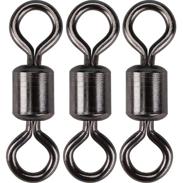 Fishing Swivel, Rolling Barrel Stainless Steel Black Nickel Terminal Connectors, Kayak Accessories for Lure Kit Fly Leaders Catfish Tackle Bass Jigs (50 Pcs Test 135 Pound)