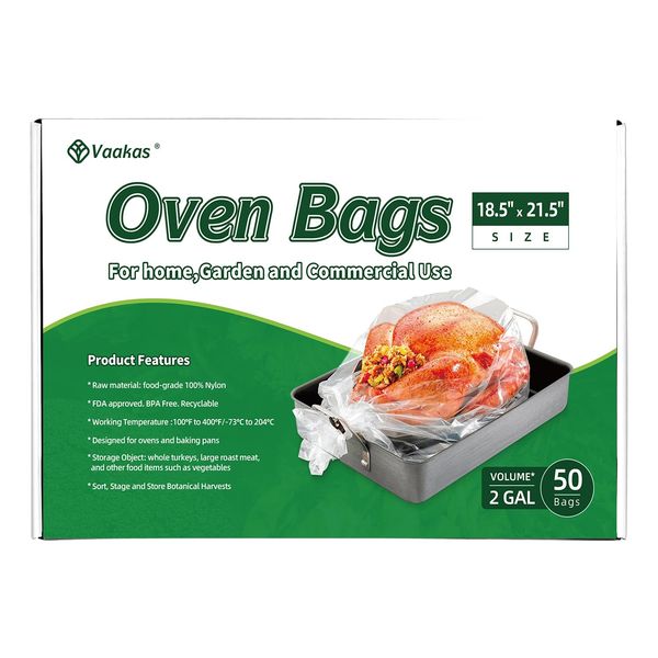 Turkey Oven Bags- Multi-Purpose Oven Bags for Cooking Baking, Roasting & Harvesting- Smell Proof Oven Cooking Bags Safe for Cooking Meats, Fish & Vegetables - Clear-18.5" x 21.5” -50 Pack