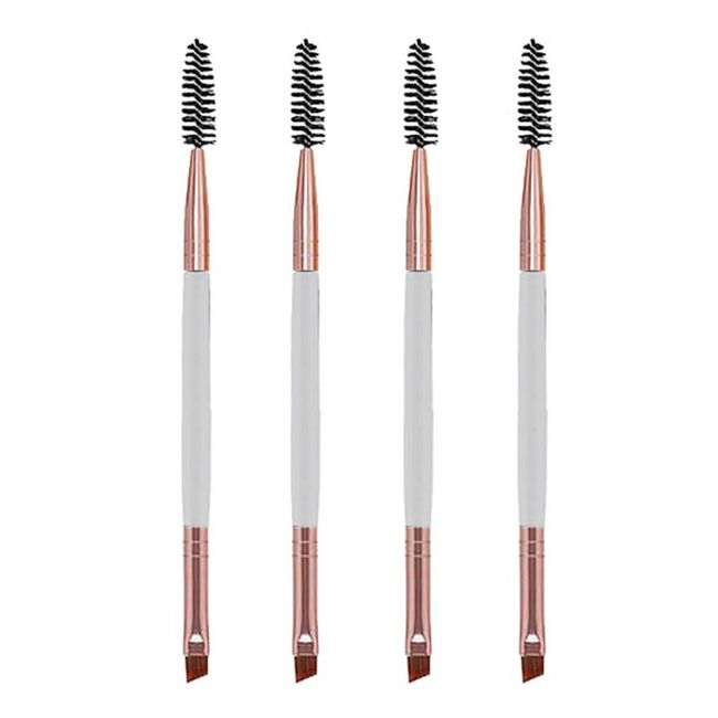 Augenbrauen Pinsel Abgewinkelte Augenbrauen Bürste und Spoolie Bürste Multifunktion Make-up Tools Doppel-Bürste Wimperntusche Bürste und Augenbrauen Kamm Doppel Pinsel 4 Stück (Weiß)