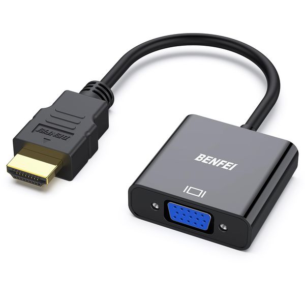 BENFEI HDMI to VGA, Gold-Plated Adapter (Male to Female) for Computer, Desktop, Laptop, PC, Monitor, Projector, HDTV, Chromebook, Raspberry Pi, Roku, Xbox and More - Black