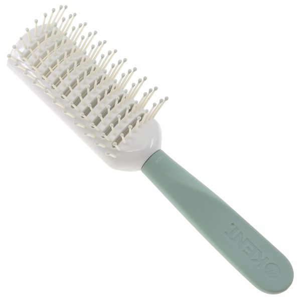 Kent KCR3 "Create" Tunnel Vented Hair Brush for Blowdrying, Creating Root Lift, and Volume in All Hair Types - Vent Brush with Green Ergonomic Handle and Soft Ball Tipped Bristles for Pain Free Use