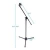 Lightweight Foldable Microphone Tripod Boom Stand Mount with 2 Mic Clip Holders