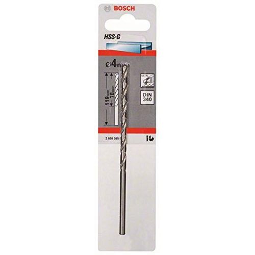 Bosch Professional 1x Metal drill bits HSS-G DIN 340 (for metal, Ø 4 x 78 x 119 mm, Accessory Drill Driver)
