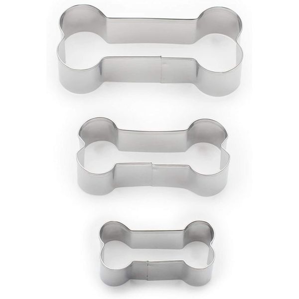 Fox Run Dog Bone Cookie Cutter Set, Stainless Steel, 3-Piece