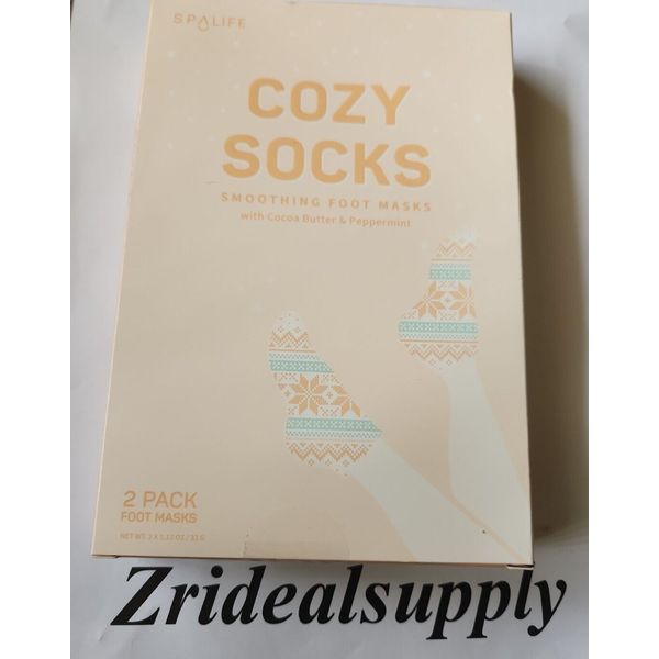 Spa Life Cozy Socks Smoothing Foot Masks W/ Cocoa Butter & Peppermint