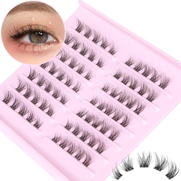 Lash Clusters Natural Clear Band Cluster Lashes 8-14mm Wispy Eyelash Extension D Curl Lash Extebsions DIY at Home by TNFVLONEINS