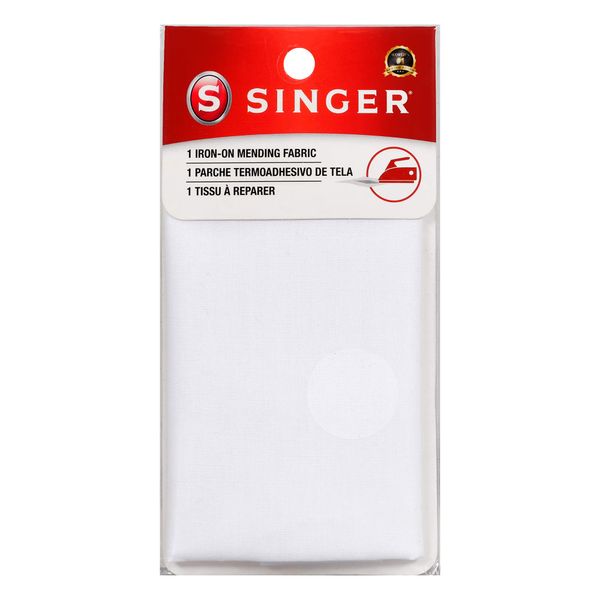 SINGER 00097 Iron-On Mending Fabric, Fabric Patch For Mending ClothesWhite, White,