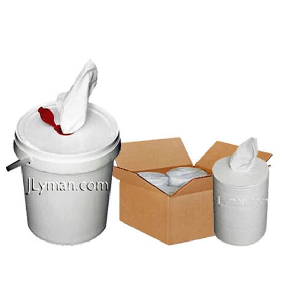 Spunlace Wipes - 4 Large Perforated Rolls & Dispenser Pail