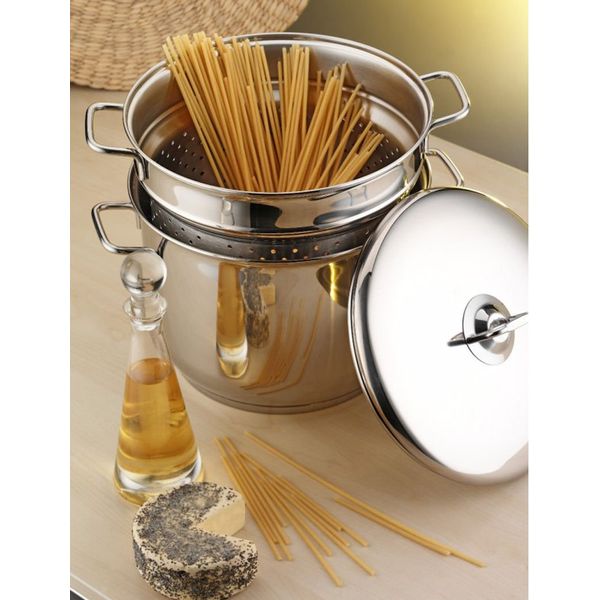 Stainless Steel Spaghetti Pasta Pot Pan Set Stockpot Strainer Induction Base