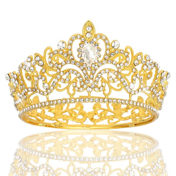 Wecoe Small Gold Crown Tiara For Girls Flower Bouquets Accessories Cake Topper Mini Crown Birthday Girl Princess Crown Cake Decorations Wedding Flower Girl Hair Accessories Ornaments Gifts