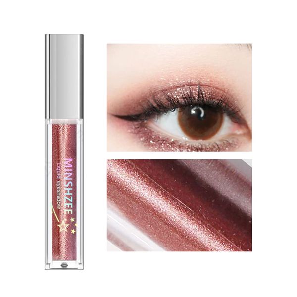 MINSHZEE Liquid Eyeshadow Glitter Eye Shadow Teardrop Bag Eye Makeup - Paint Quick Dry Difficult to Fall Long Lasting Liquid Glitter Eye Shadow Solid Color - Tear Bag Makeup 10 Colors #10 Rose Brown