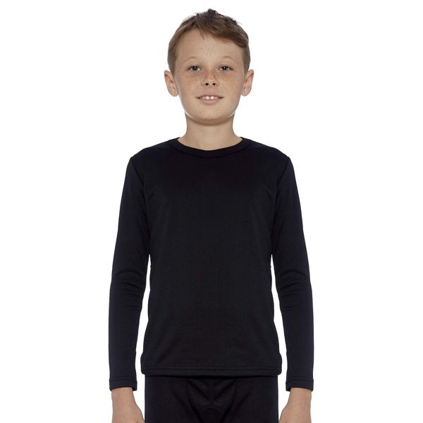 Rocky Boy's Thermal Base Layer Top (Long John Underwear Shirt) Insulated for Outdoor Ski Warmth/Extreme Cold Pajamas (Black - X-Small)