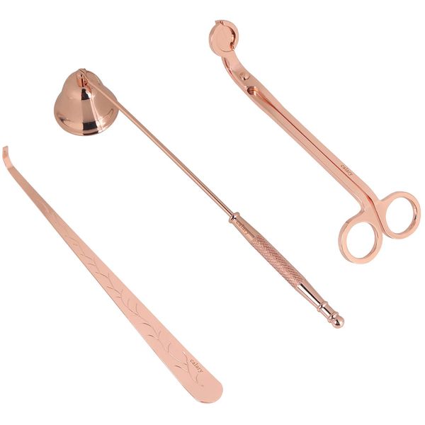 calary Candle Wick Trimmer Candle Snuffer & Candle Accessory Set (Rose Gold)