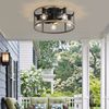 20" Farmhouse Ceiling Fan Light Flush Mount Caged Lights Kit With Remote Control