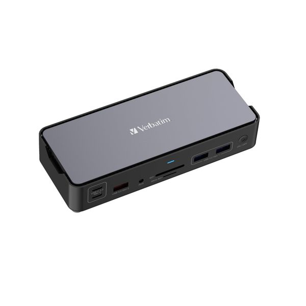 Verbatim USB-C Pro Docking Station, 15-in-1 Hub, Multiport Adapter zu HDMI 4K und 8K, USB-A und USB-C, PD 80 W, AUX, Card Reader, für Mac / Windows Laptop und Co