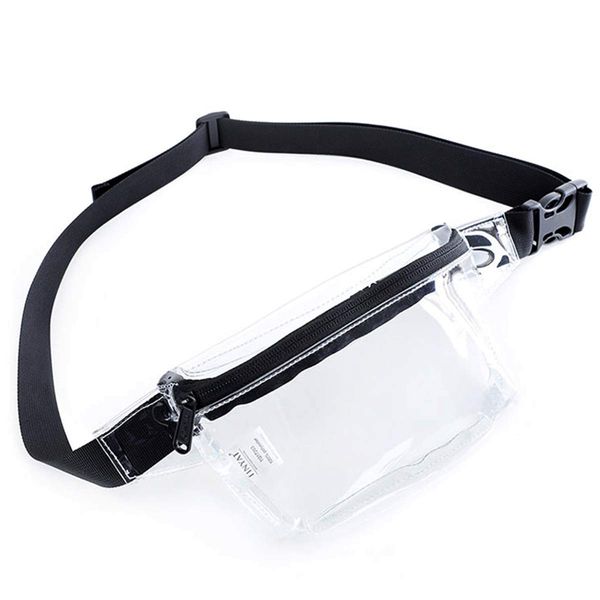 TINYAT Small Clear Bum Bag Fanny Pack Stadium Approved for Women Clear Belt Bag Waterproof Mini Transparent Waist Pack for Concerts, Sports