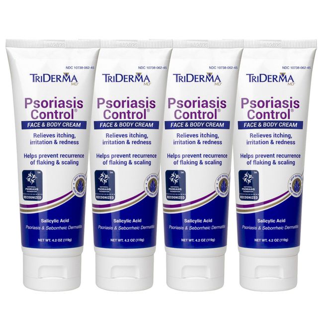 TriDerma Psoriasis Control Face and Body Cream Value Pack, (4) 4 Oz Tubes
