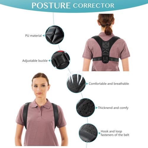 Posture corrector Back brace for Men Women Spine straightener Upper body alignment pain relief Hunchback Correction Clavicle Support for Back Neck & Shoulder (Black)