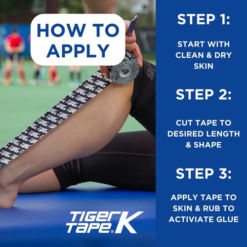 TIGERTAPES - Tiger K Tape Black (5cm x 5m) - Kinesiology Tape Uncut Roll Elastic Therapeutic Muscle Support Tape for Exercise, Sports & Injury Recovery - Water Resistant, Hypoallergenic