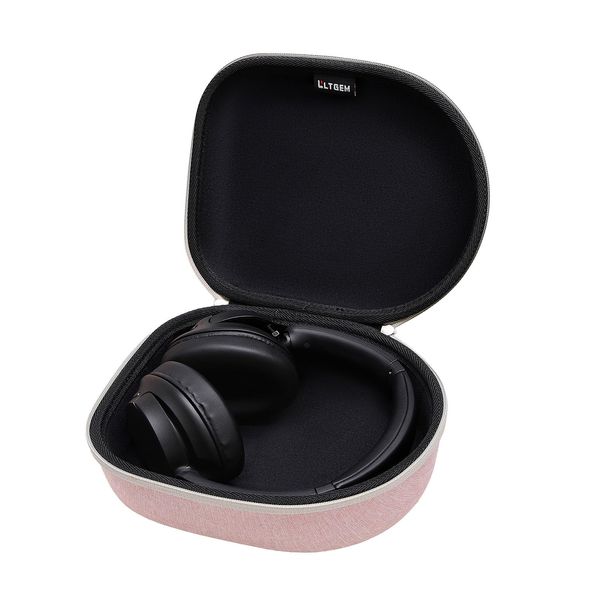 L LTGEM Headphone Case for JBL Tune, JBL live, Soundcore Anker, Sony, Skullcandy, Bose QuietComfort, OneOdio, Beats, Bang Olufsen, 1MORE - Hard Travel Protective Carrying Storage Bag - Pink