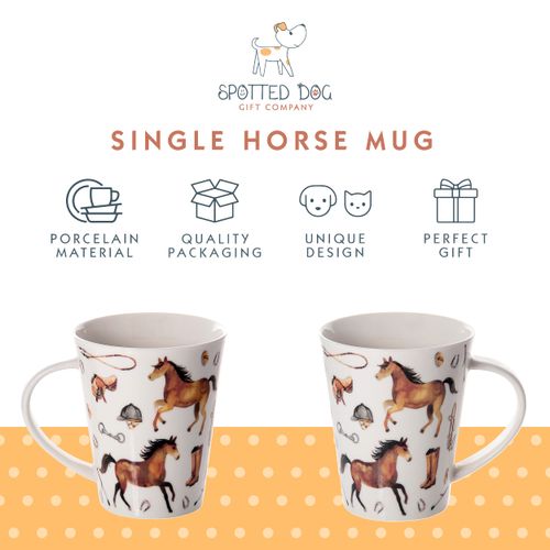 SPOTTED DOG GIFT COMPANY Horse Coffee Mug, Equestrian Themed Ceramic Porcelain China Tea Coffee Cup, Gifts for Horse Animal Lovers Women Girls Men Kids, 360ml / 12.2oz