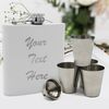My Personal Memories Custom Personalized Flask Set with Your Text Customized and Monogrammed (White)