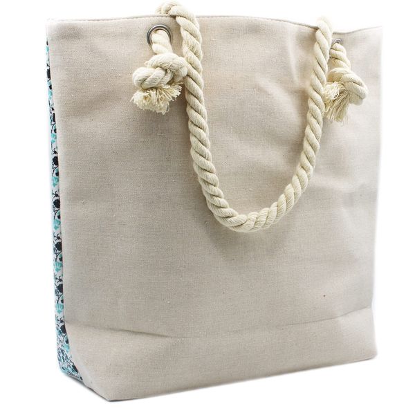 Ancient Wisdom Rope Handle Mandala Bag - Deep Blue