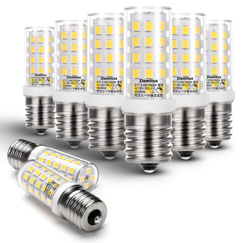 LED Bulb, E17 Base, 60W Equivalent, 5000K, Daylight White Equivalent, 5.5 W, High Brightness, 360° Wide Light Distribution, Compatible with Enclosed Fixtures, Non-Dimmer, Japanese PSE Certified,