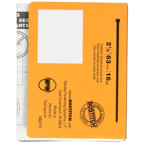 BOSTITCH Finish Nails, Bright, 2-1/2-Inch, 16GA, 1000-Pack (SB16-2.5-1M)