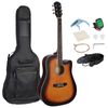 41" Pro Full Size Acoustic Guitar Set with Case Strap Strings Tuner Guitar 