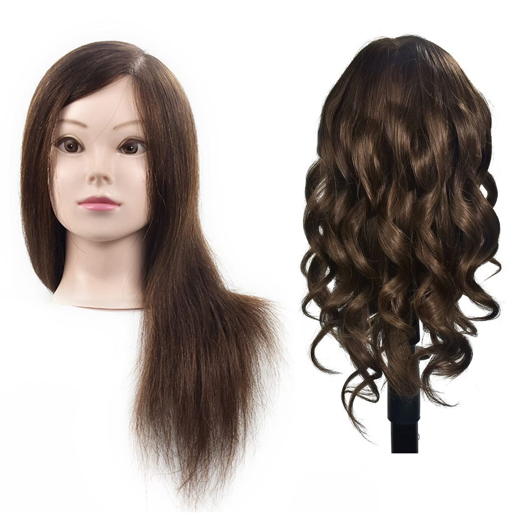 Mannequin Head 100% Full Real Hair Mannequin Head, Female Long Hair  Training Head, Hairdresser Practicing Hair Cutting, Curling, Dyeing,  Perming